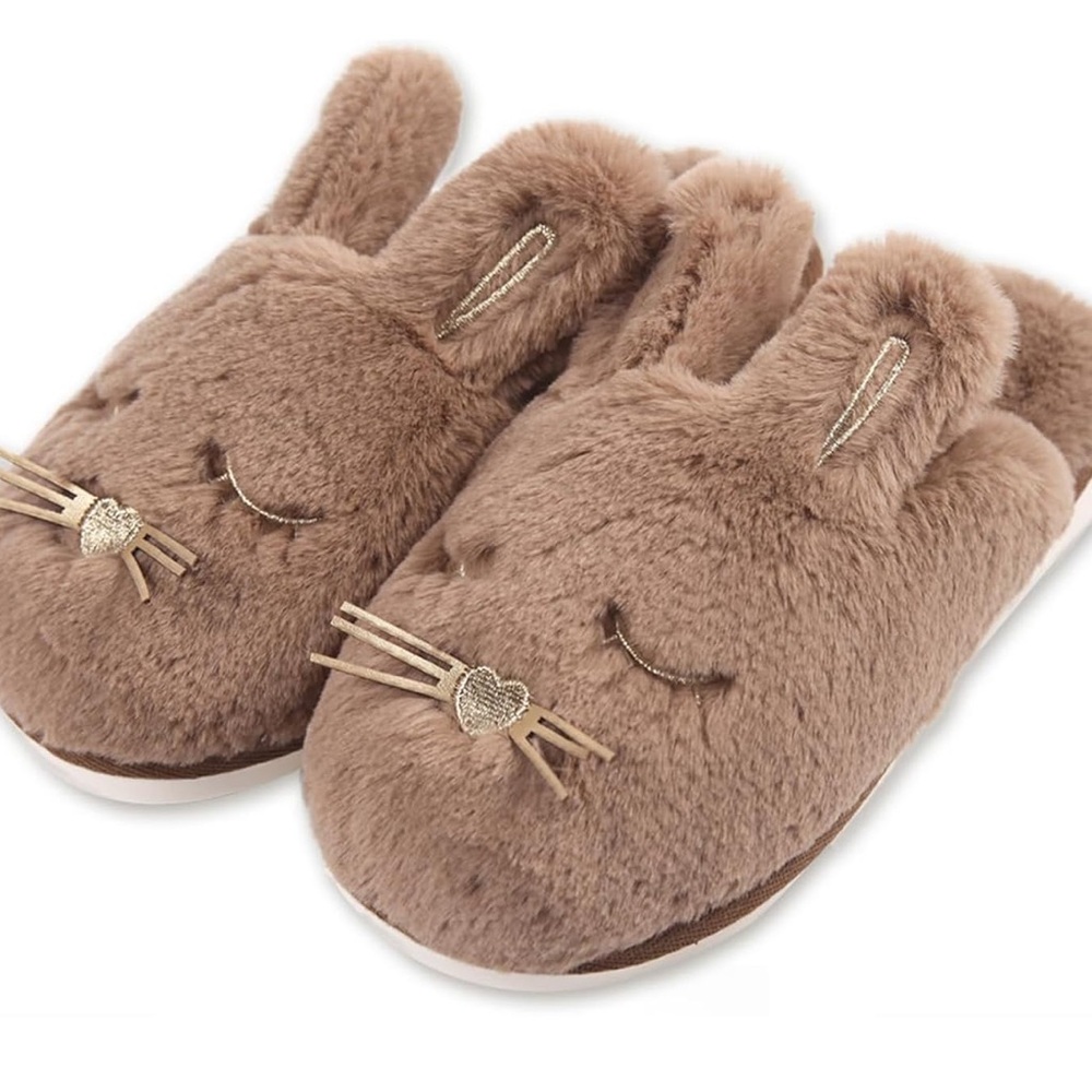 Cute Furry Sleeping Bunny Slippers